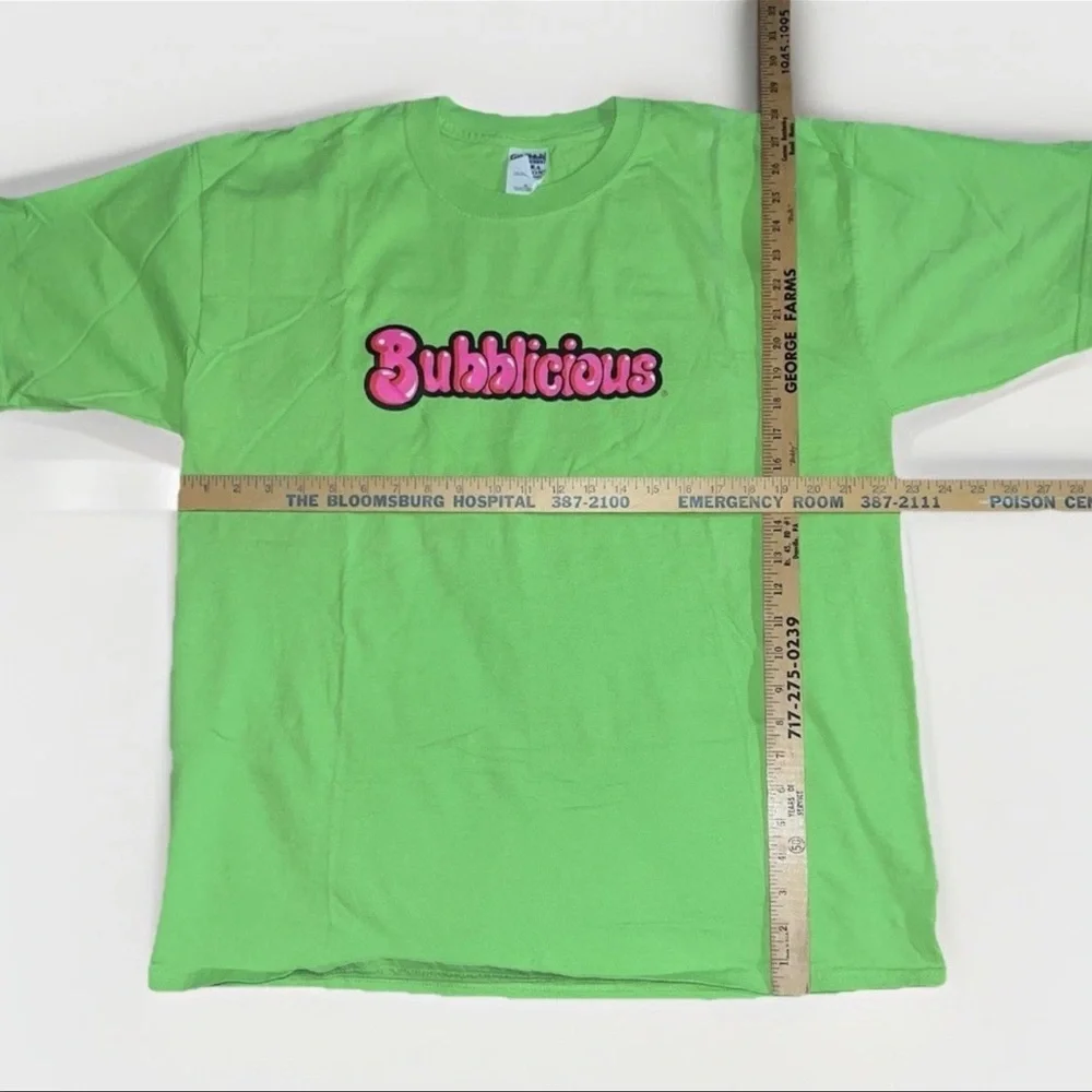 VTG Bubblicious Bubble Gum T Shirt Mens XL Green Y2K Advertising 100% Cotton - Picture 4 of 5